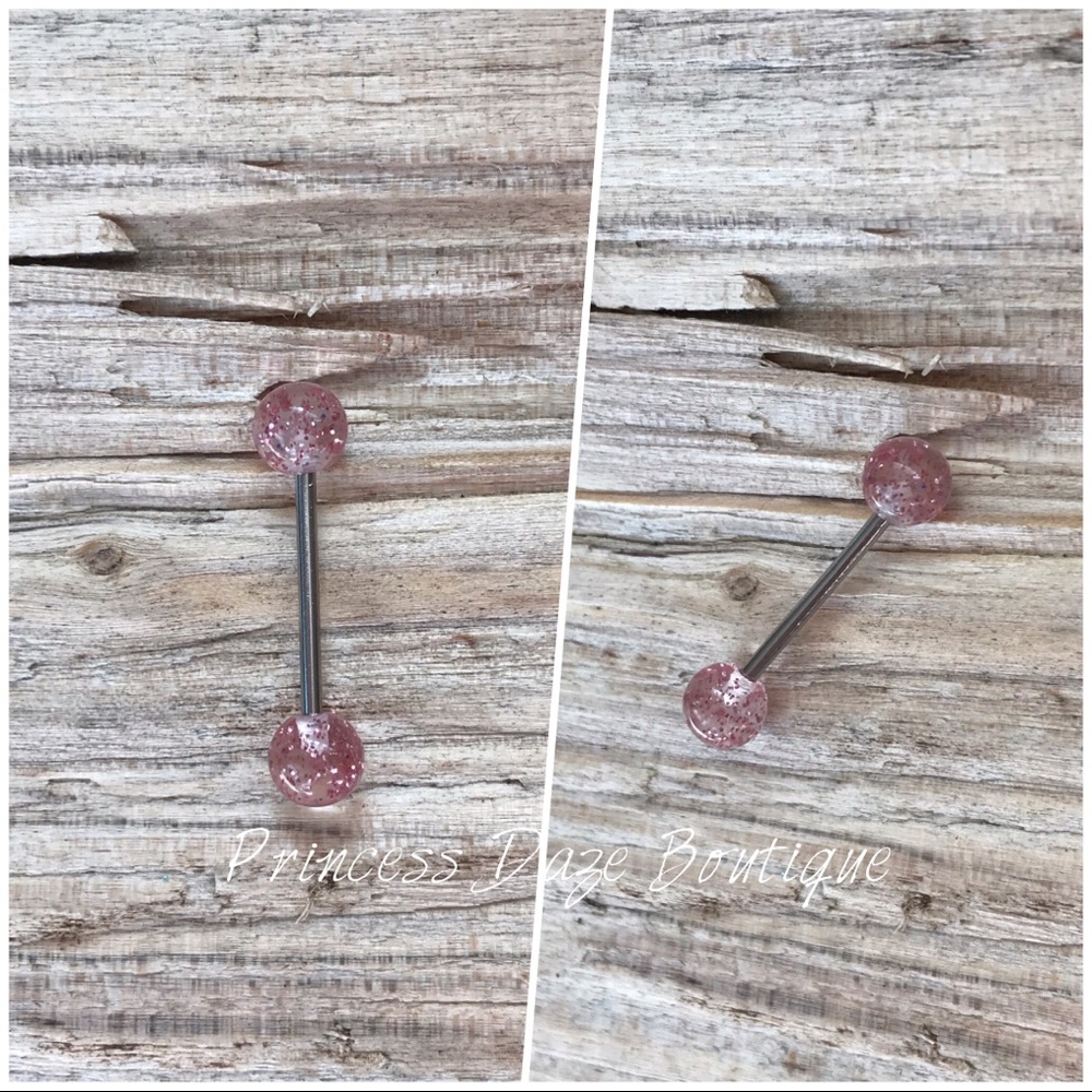 Pink Glitter Sparkle Tongue Ring